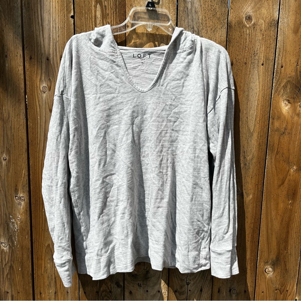 Loft Light Gray V-Neck Pullover - image 1